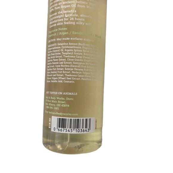 Bath & Body Works Body Oil Chestnut Argan 6.3 FL OZ Hydrating Pure Argan Oil - Picture 7 of 8
